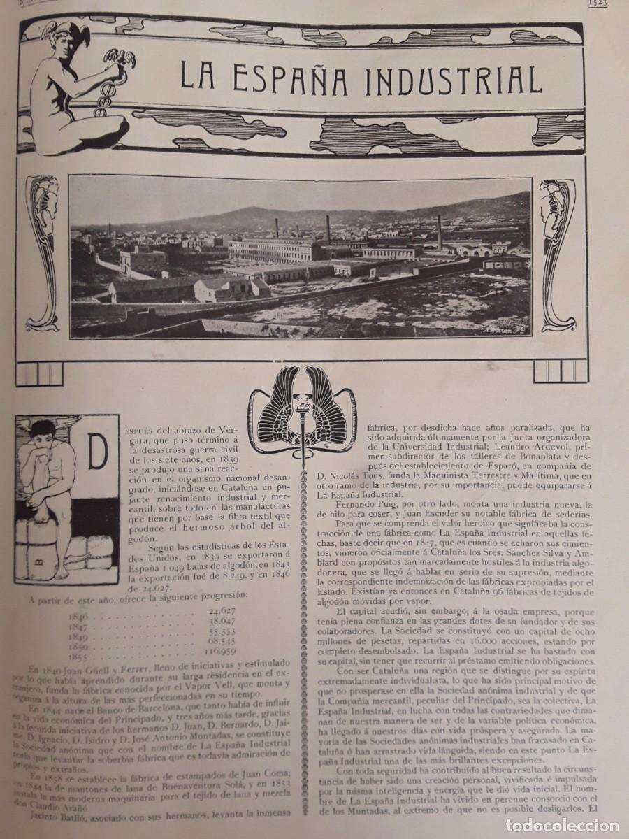 Collezionismo di Riviste e Giornali: LA ESPA&Ntilde;A INDUSTRIAL FABRICA ISIDRO Y JOSE ANTONIO MUNTADAS VICTOR DE COMPTE 3 HOJAS A&Ntilde;O 1908
