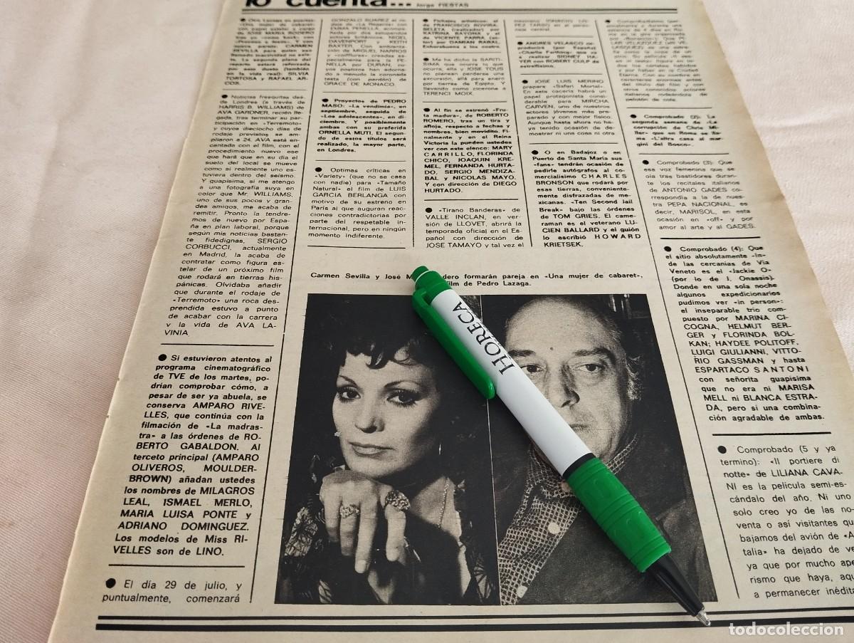 Coleccionismo de Revistas y Peri&oacute;dicos: CARMEN SEVILLA Y JOSE MARIA RODERO RECORTE REVISTA 1974