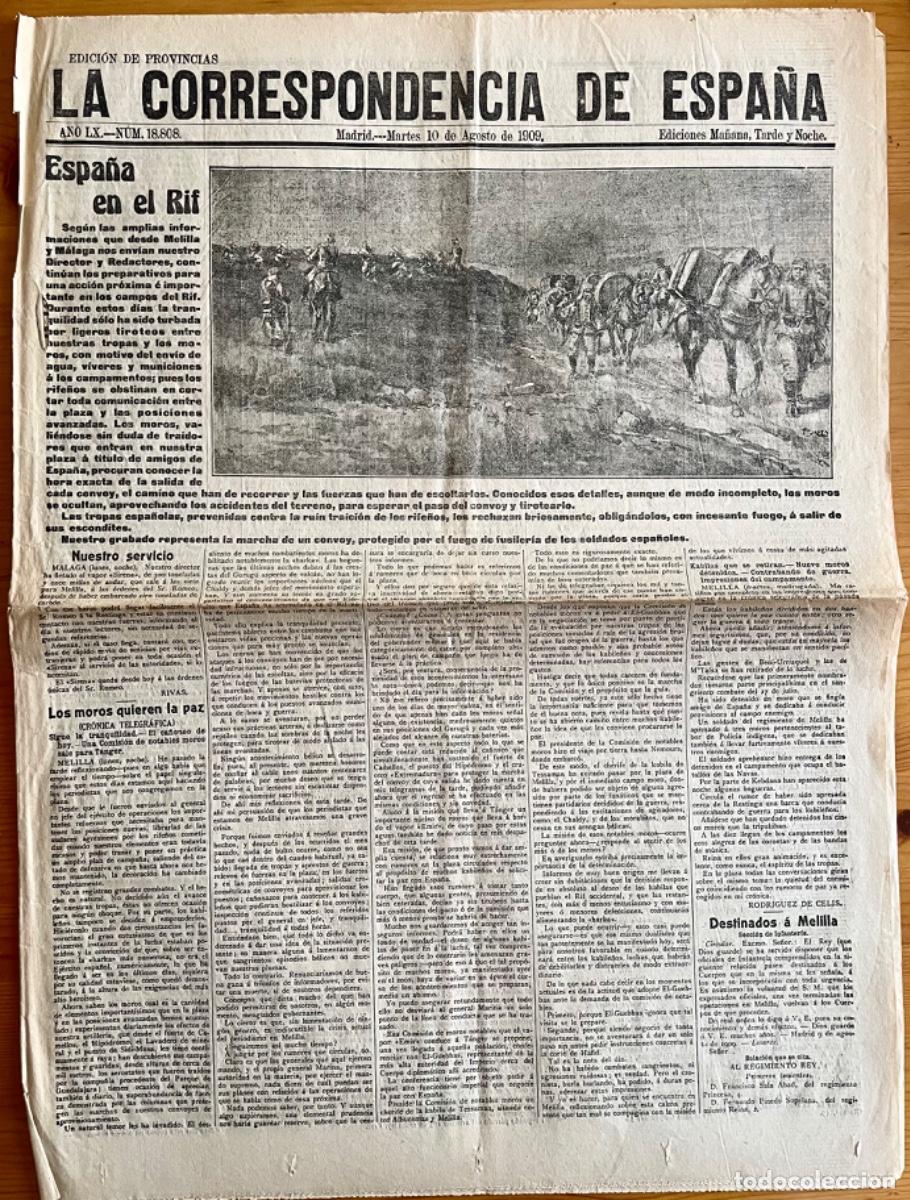 Sammeln von Zeitschriften und Zeitungen: LA CORRESPONDENCIA DE ESPA&Ntilde;A- PERIODICO- GUERRA AFRICA-SEMANA TRAGICA- 1909