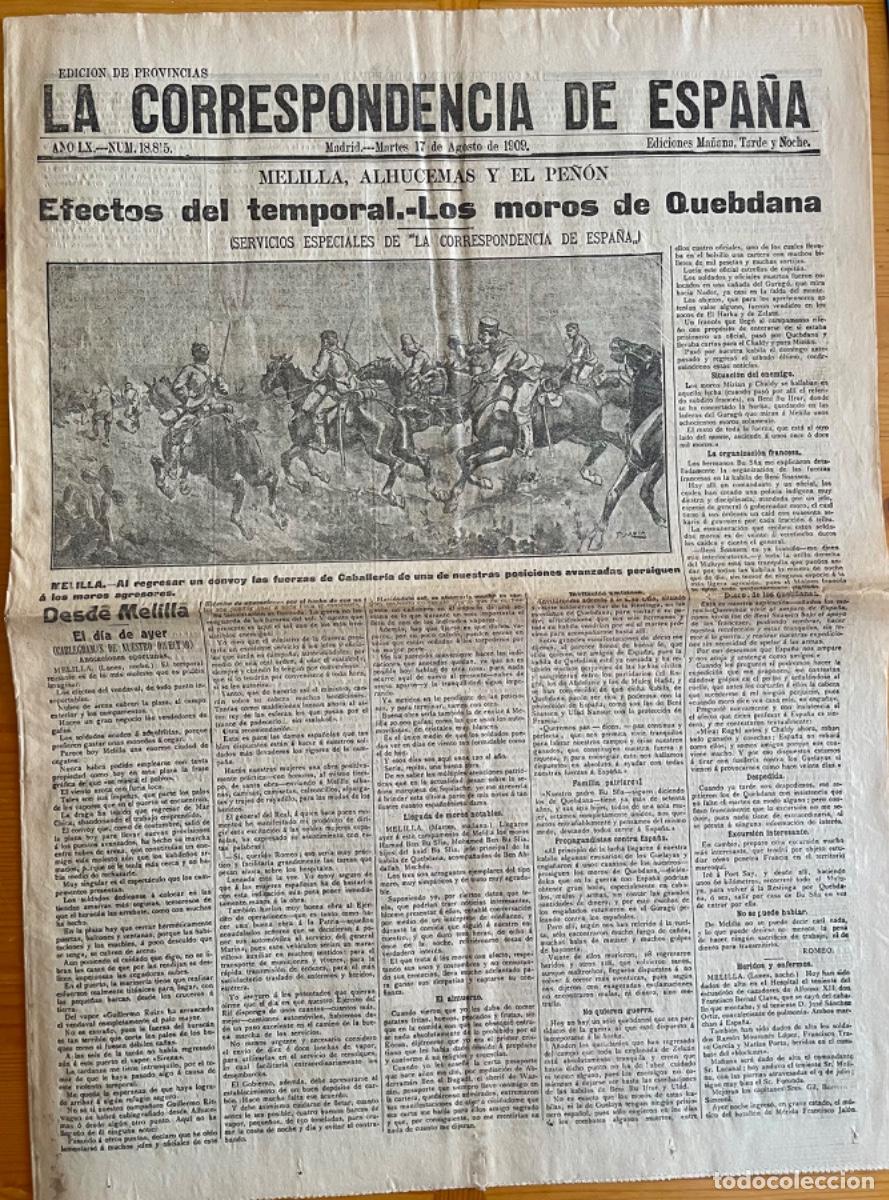 Sammeln von Zeitschriften und Zeitungen: LA CORRESPONDENCIA DE ESPA&Ntilde;A- PERIODICO- GUERRA AFRICA-SEMANA TRAGICA- 1909