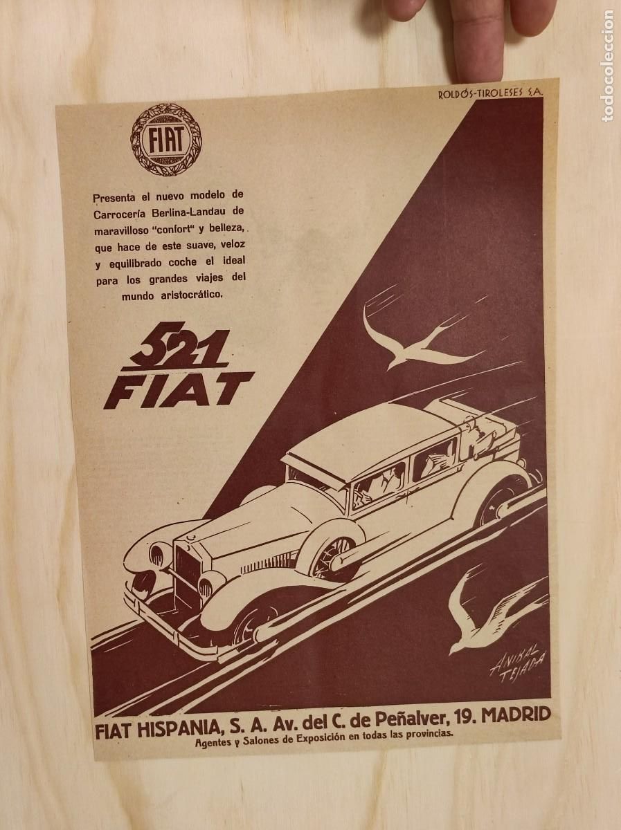 Coleccionismo de Revistas y Peri&oacute;dicos: HOJA PUBLICIDAD REVISTA ORIGINAL CIRCA 1931. FIAT 521, AUTOMOVIL