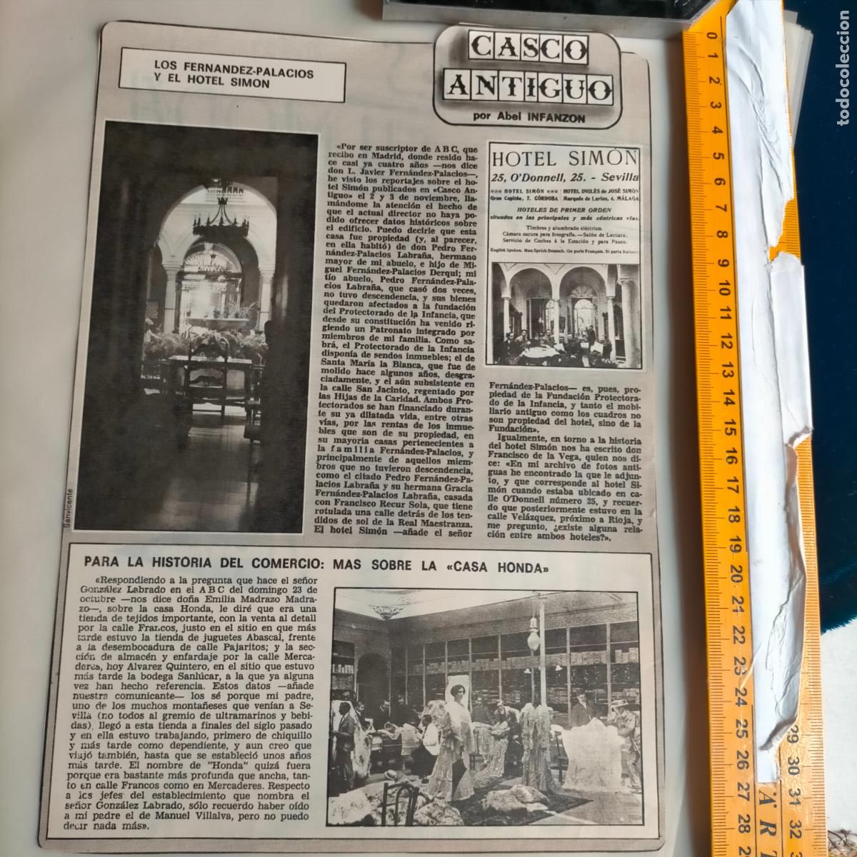 Coleccionismo de Revistas y Peri&oacute;dicos: NOTICIA SEVILLA CASCO ANTIGUO ANTONIO BURGOS - LOS FRENANDEZ PALACIOS HOTEL SIMON . CASA HONDA