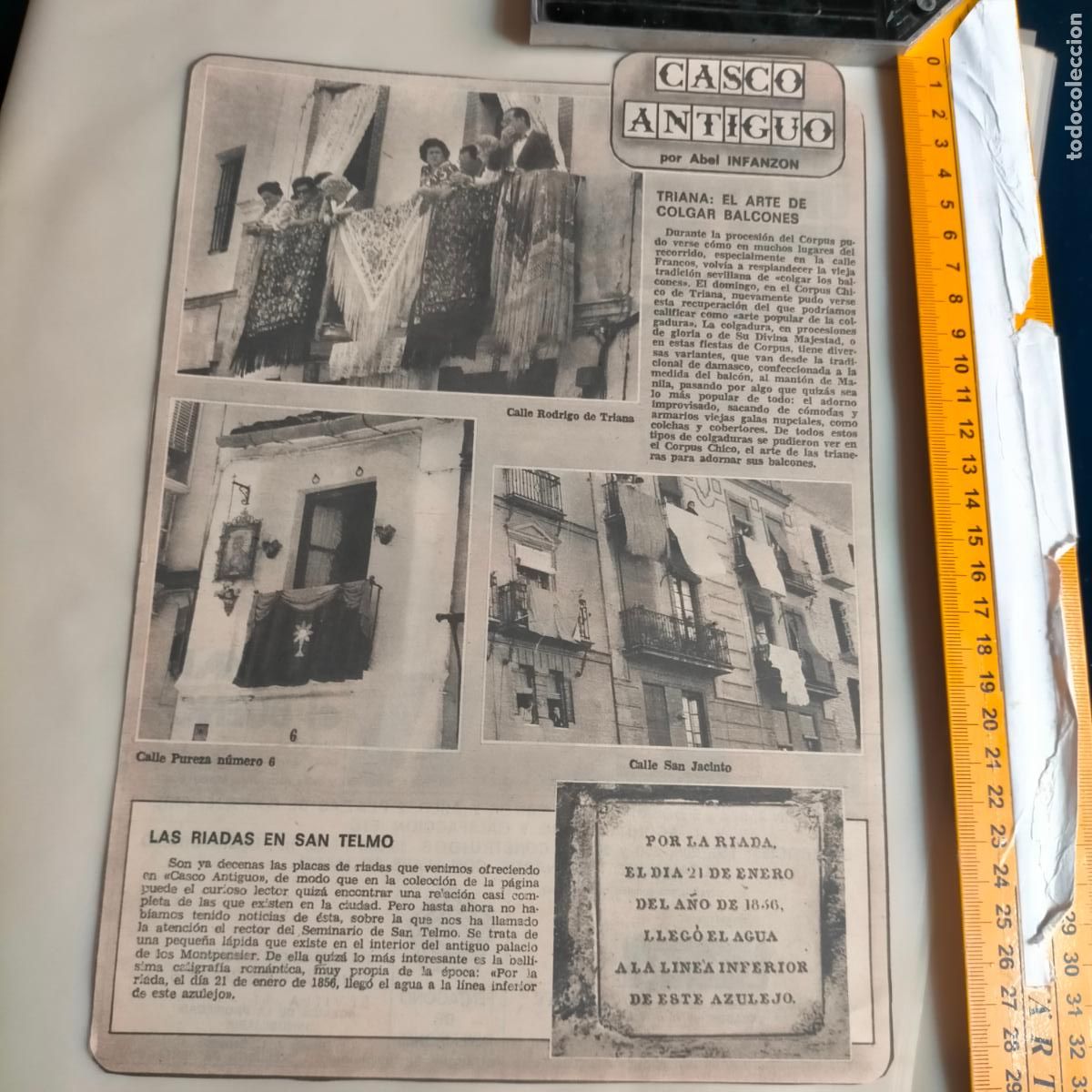 Coleccionismo de revistas y peri&oacute;dicos: NOTICIA SEVILLA CASCO ANTIGUO ANTONIO BURGOS - TRIANA BALCONES MANTONES - RIADAS DE SAN TELMO