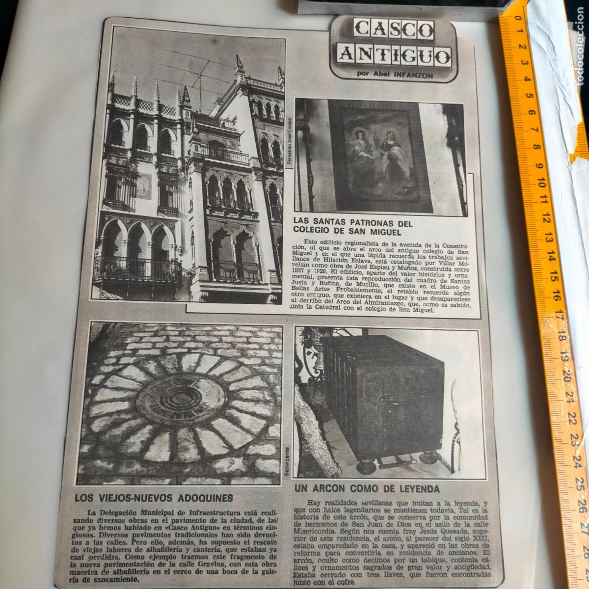 Coleccionismo de Revistas y Peri&oacute;dicos: NOTICIA SEVILLA CASCO ANTIGUO ANTONIO BURGOS - SANTAS PATRONAS COLEGIO SAN MIGUEL - ADOQUINES ARCON