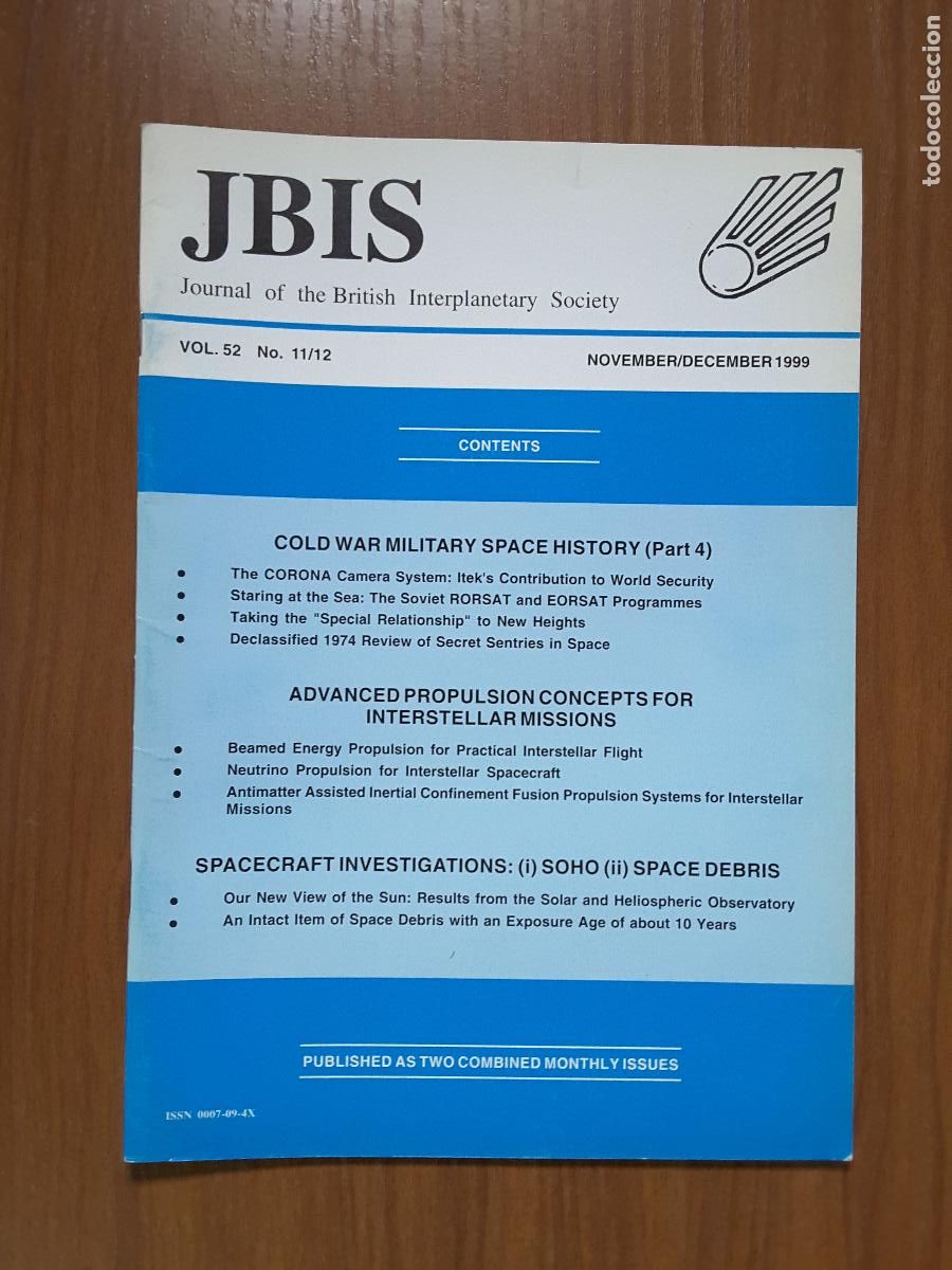 Coleccionismo de revistas y peri&oacute;dicos: Journal of the British Interplanetary Society Vol. 52, No. 11/12