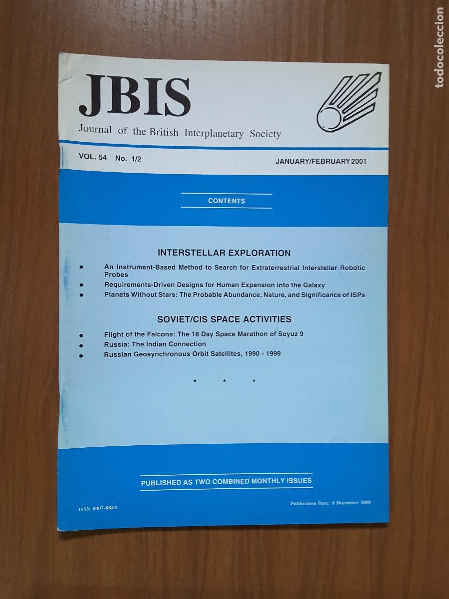 Collectionnisme de Revues et Journaux: Journal of the British Interplanetary Society Vol. 54, No. 1/2