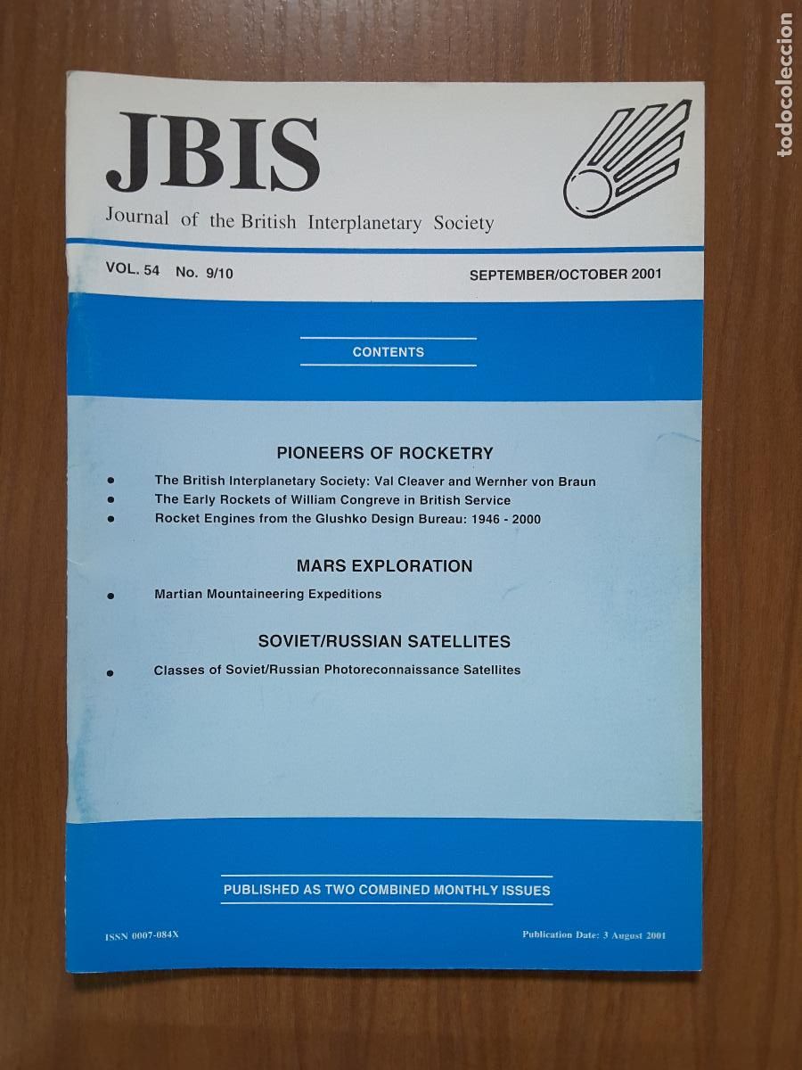 Collectionnisme de Revues et Journaux: Journal of the British Interplanetary Society Vol. 54, No. 9/10