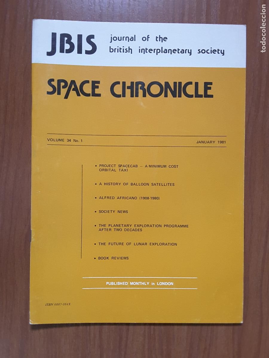 Coleccionismo de revistas y peri&oacute;dicos: Journal of the British Interplanetary Society Vol. 34, No. 1 - Space Chronicle