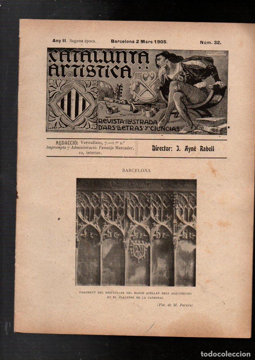 Coleccionismo de revistas y peri&oacute;dicos: CATALUNYA ARTISTICA, N&ordm; 32. REVISTA ILUSTRADA D'ARS, LLETRAS Y CIENCIAS. BARCELONA, 2 MARS 1905