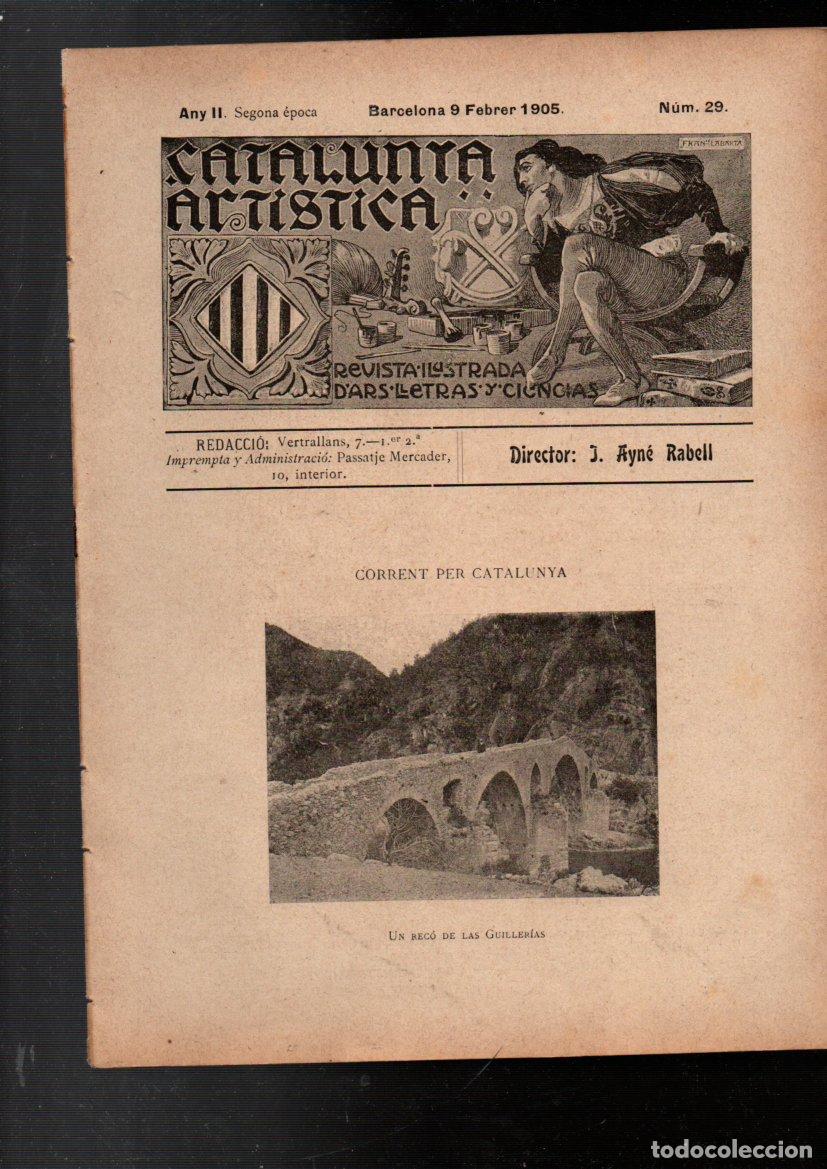 Coleccionismo de revistas y peri&oacute;dicos: CATALUNYA ARTISTICA, N&ordm; 29. REVISTA ILUSTRADA D'ARS, LLETRAS Y CIENCIAS. BARCELONA, 9 FEBRER 1905