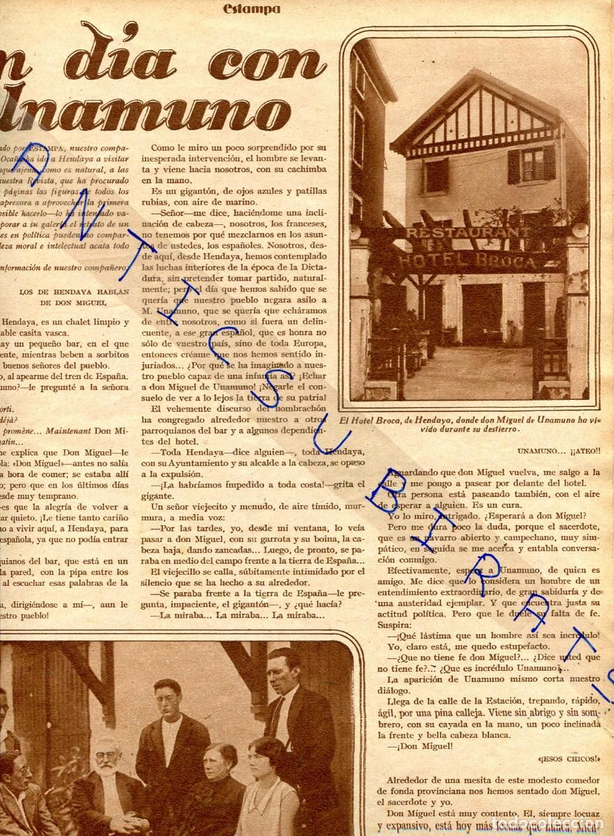 Collectionnisme de Revues et Journaux: REVISTA A&Ntilde;O 1930 UNAMUNO HOTEL BROCA HENDAYA JOSEFINA BAKER LOS CIEGOS VIRGEN DEL CAMINO DE LEON
