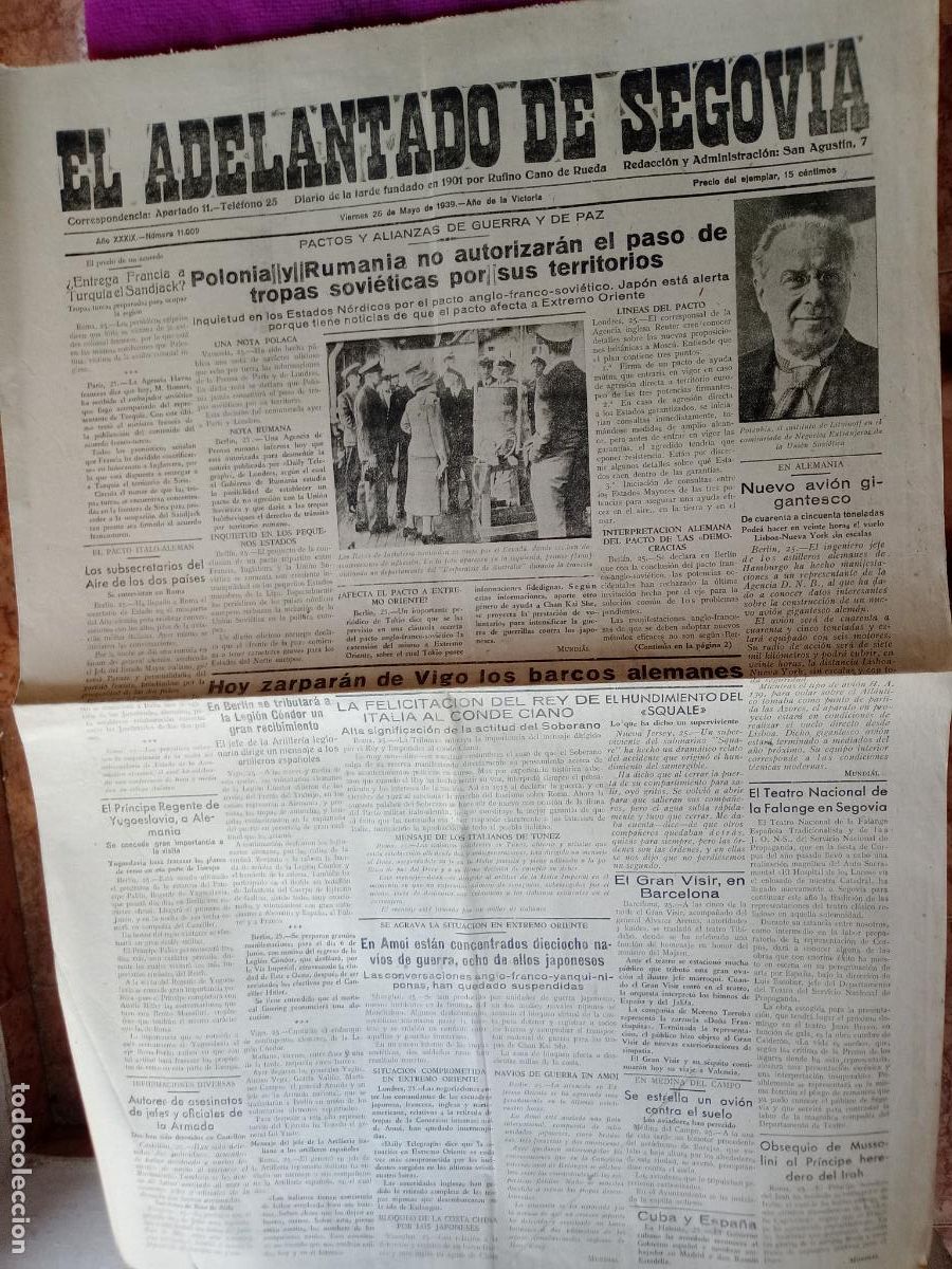 Coleccionismo de Revistas y Peri&oacute;dicos: El adelantado de Segovia de 26 de Mayo de 1939
