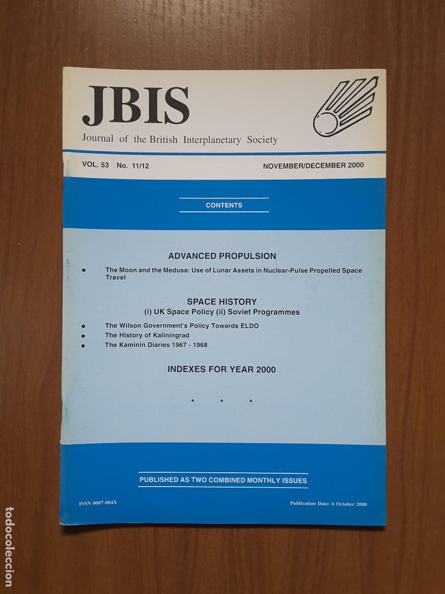 Collezionismo di Riviste e Giornali: Journal of the British Interplanetary Society Vol. 53, No. 11/12 - Space History