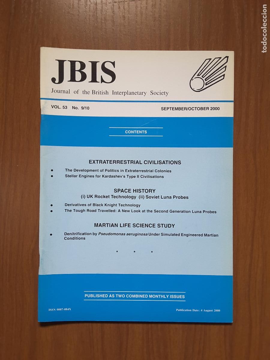 Coleccionismo de revistas y peri&oacute;dicos: Journal of the British Interplanetary Society Vol. 53, No. 9/10 - Space History