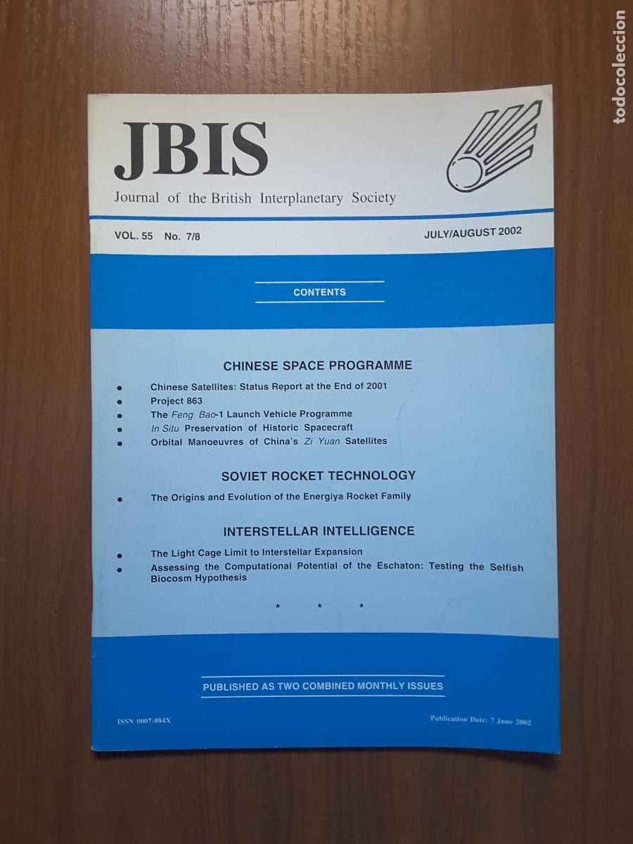 Coleccionismo de revistas y peri&oacute;dicos: Journal of the British Interplanetary Society Vol. 55, No. 7/8 - Chinese Space Programme