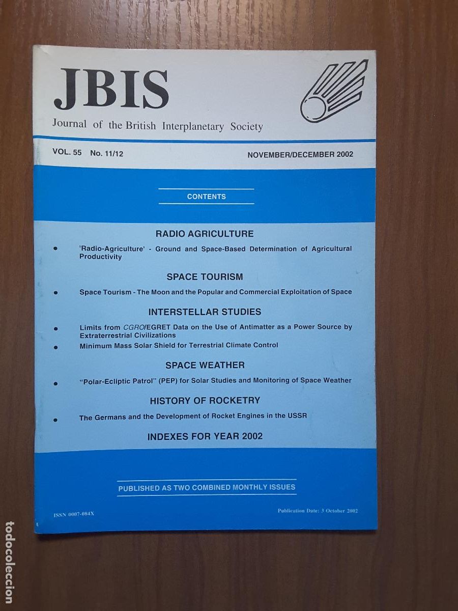 Coleccionismo de revistas y peri&oacute;dicos: Journal of the British Interplanetary Society Vol. 55, No. 11/12 - History of Rocketry
