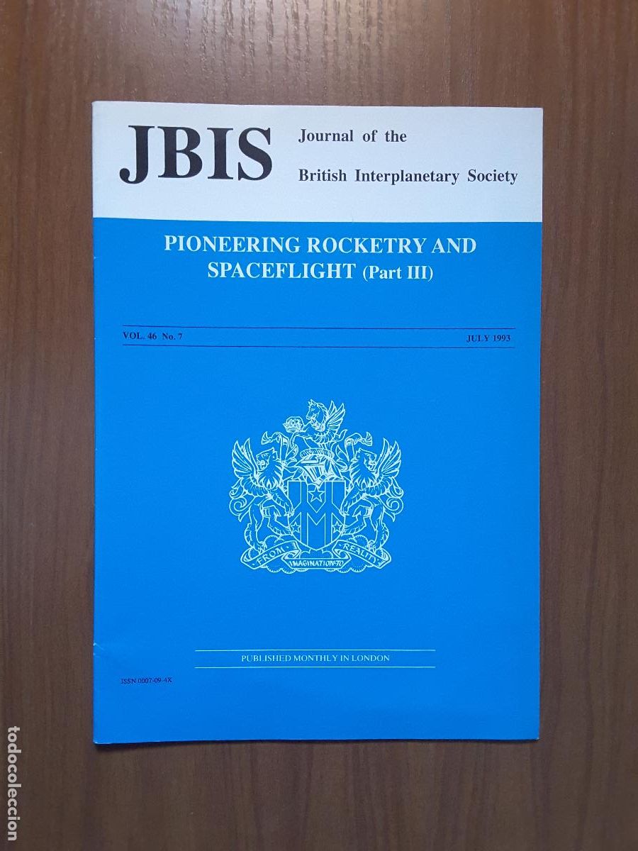 Colecionismo de Revistas e Jornais: Journal of the British Interplanetary Society Vol. 46, No. 7 - Pioneering Rocketry and SF (III)