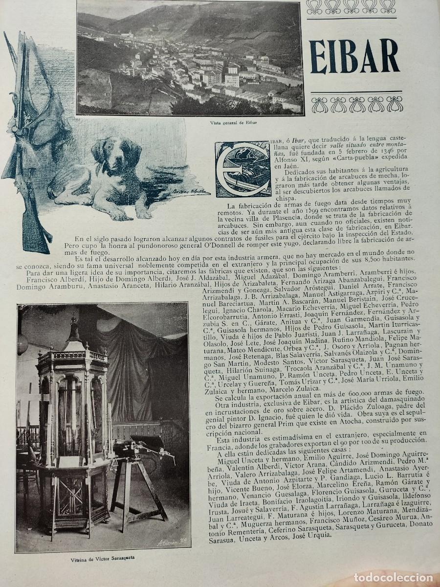 Coleccionismo de Revistas y Peri&oacute;dicos: EIBAR FABRICAS ARMAS GARATE ANITUA ORBEA TROCAOLA FABRICAS ARMERAS NOMBRES 3 HOJAS REVISTA A&Ntilde;O 1908