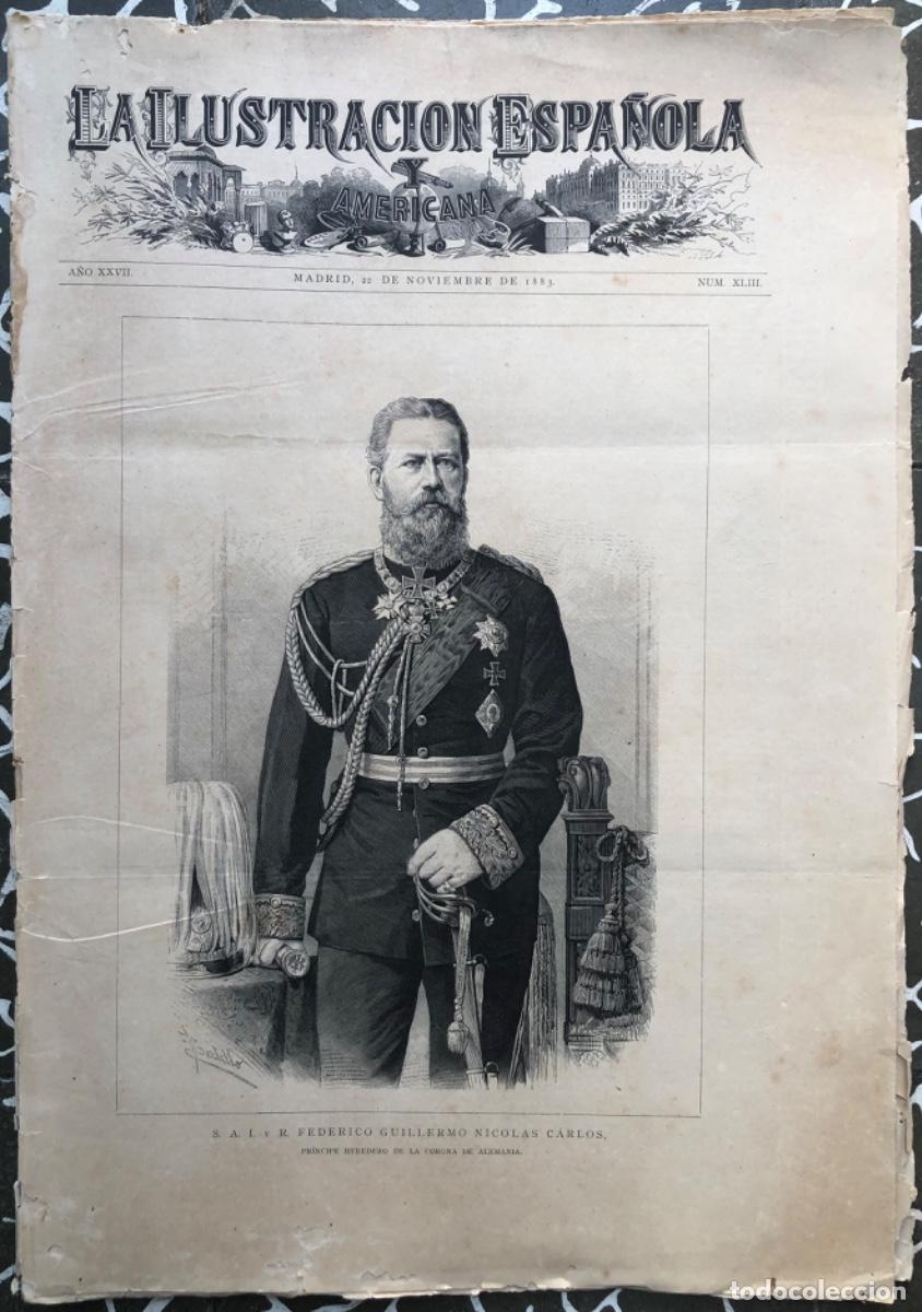 Coleccionismo de Revistas y Peri&oacute;dicos: ILU.ESPA&Ntilde;OLA Y AM.- 1883 - MARINA ALEMANA: Corbeta y Fragata - ALCIRA - BARCELONA - MADRID