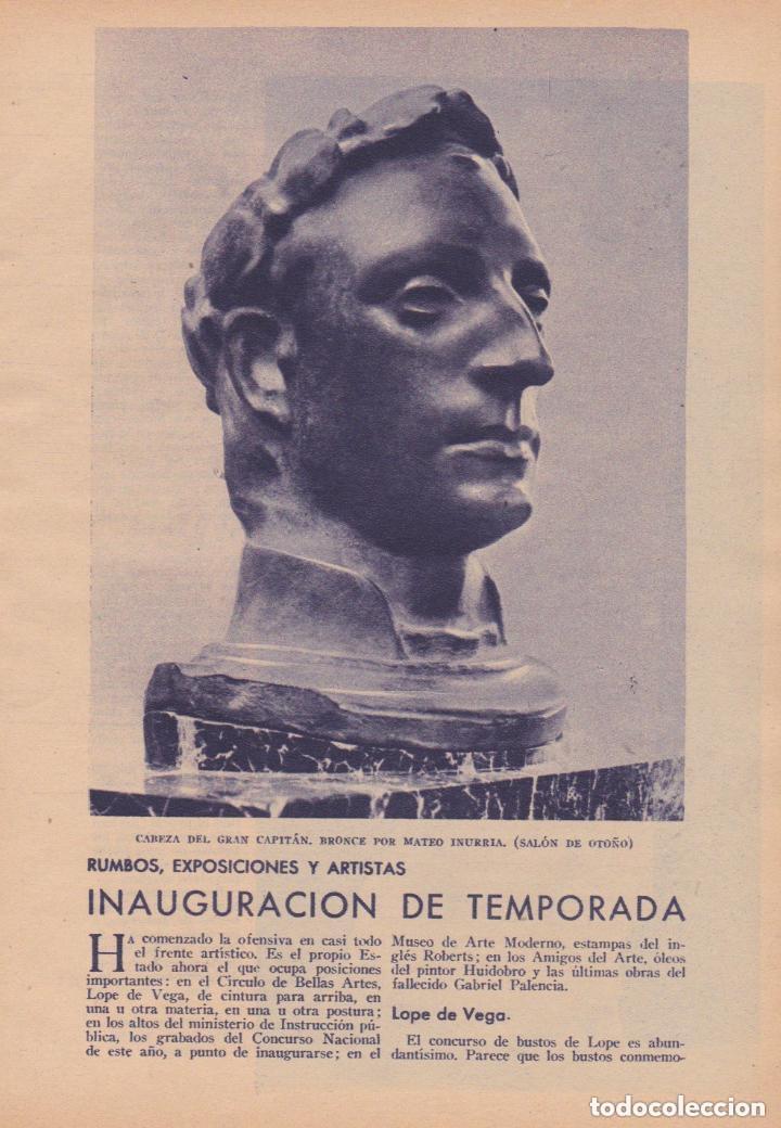 Coleccionismo de revistas y peri&oacute;dicos: * ARTE * Obras de Mateo Inurria, Jos&eacute; Frau, Ruth Vel&aacute;zquez, Huguet - 1935