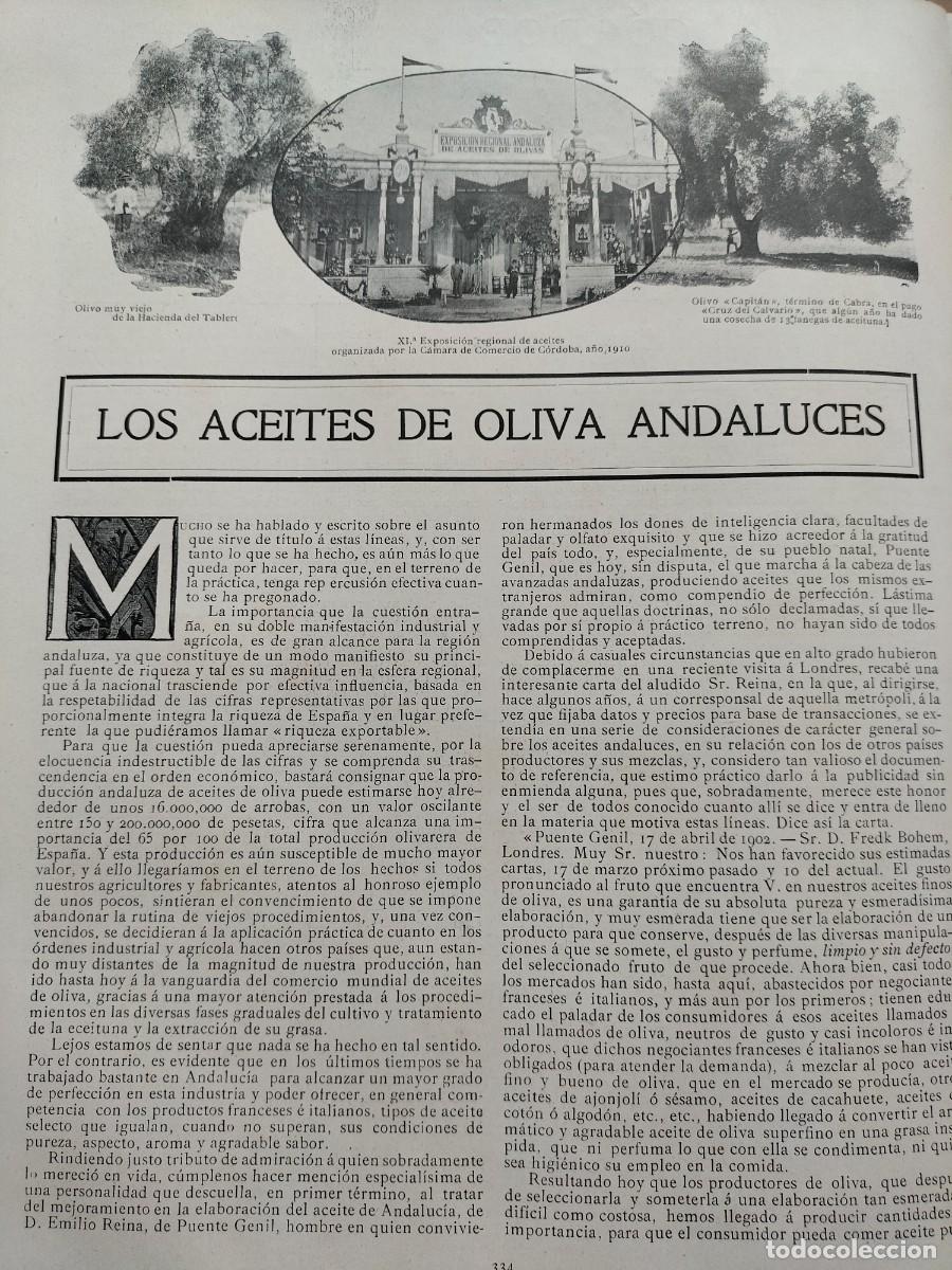 Collezionismo di Riviste e Giornali: LOS ACEITES DE OLIVA ANDALUCES MOLINOS ACEITEROS CORDOBA CONCURSO ACEITE CARBONELL 5 HOJAS A&Ntilde;O 1910