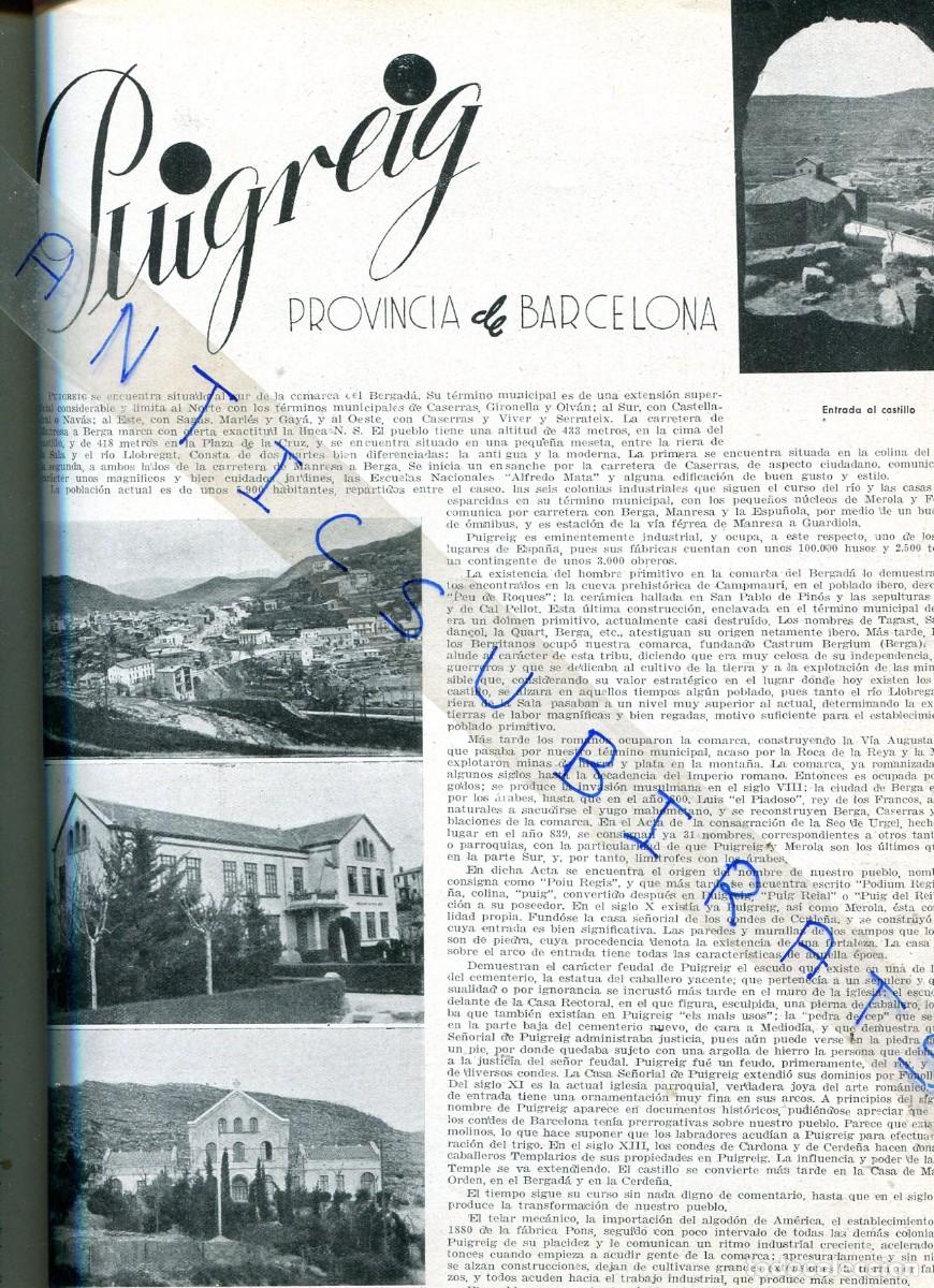 Coleccionismo de Revistas y Peri&oacute;dicos: REVISTA A&Ntilde;O 1942 MOA&Ntilde;A PUIG-REIG CARBONES DE BERGA MINAS DE FIGOLS