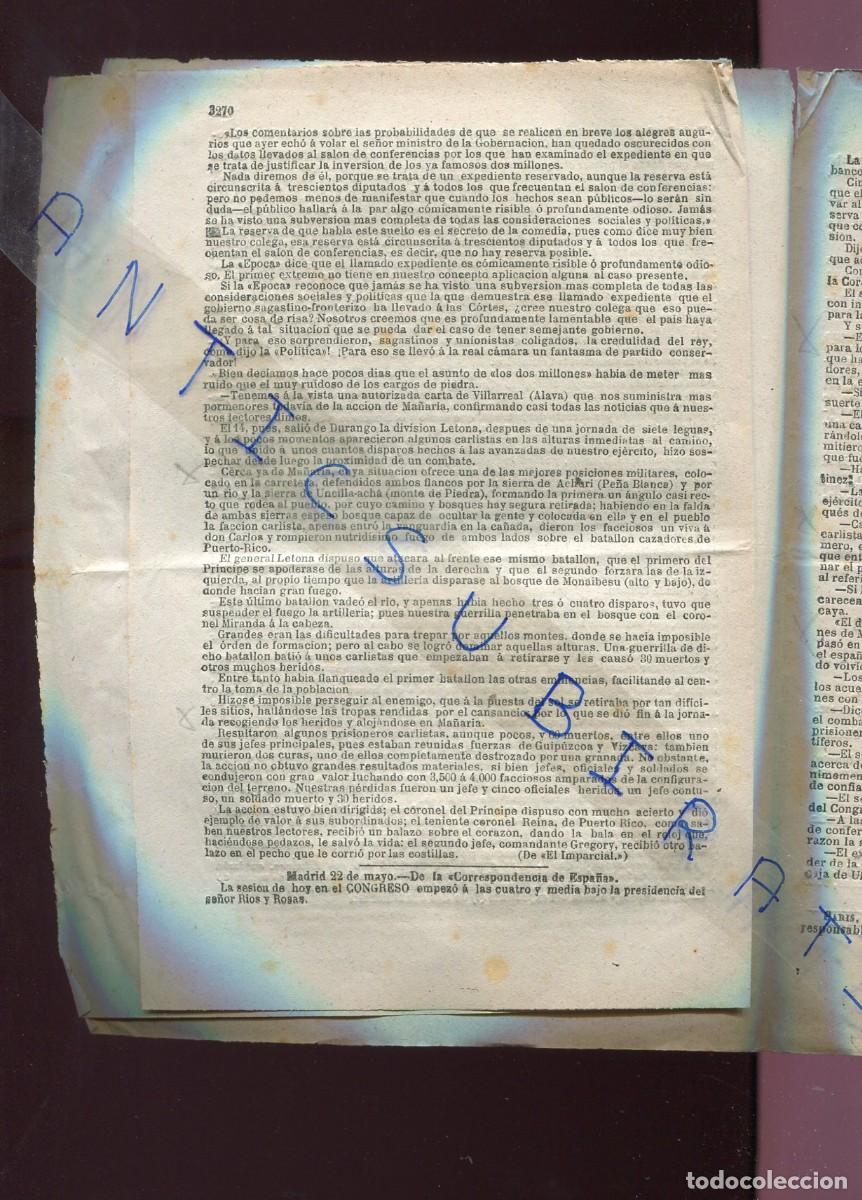 Collezionismo di Riviste e Giornali: PERIODICO A&Ntilde;O 1872 TERCERA GUERRA CARLISTA EN MA&Ntilde;ARIA ACHURI VERIN ORENSE VALDESPINA MARQUINA