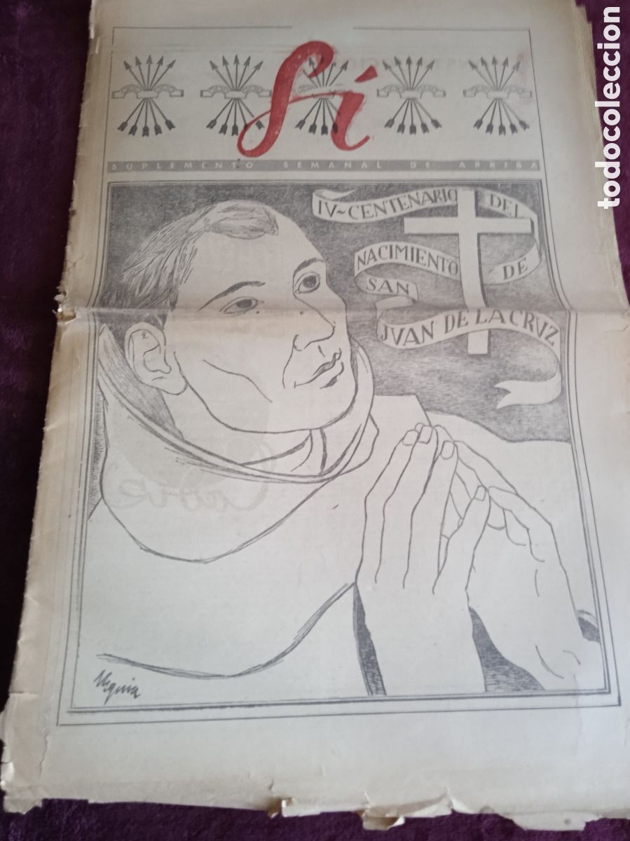 Coleccionismo de Revistas y Peri&oacute;dicos: SI SUPLEMENTO PERIODICO ARRIBA 1942 - SAN JUAN DE LA CRUZ