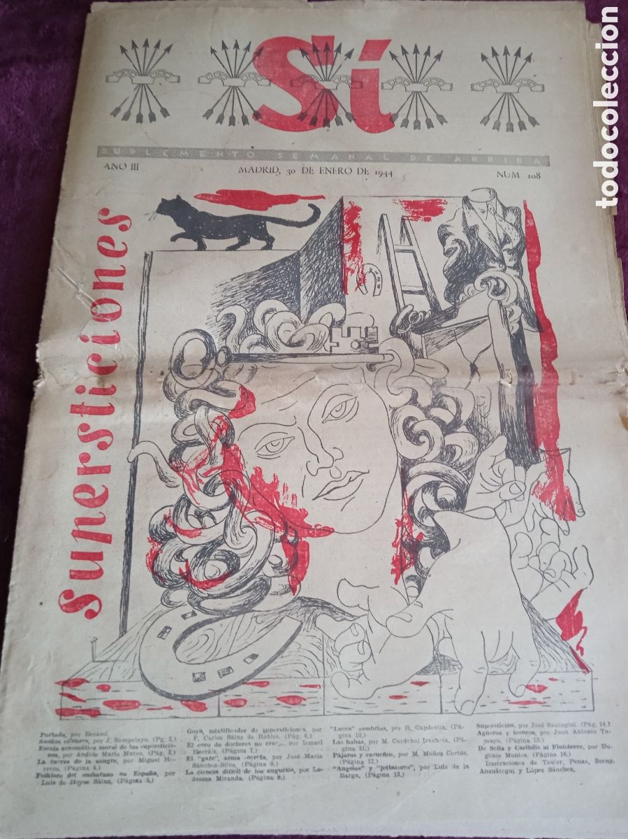 Collection Magazines and Newspapers: SI - SUPLEMENTO PERIODICO ARRIBA 1944 - SUPERSTICIONES
