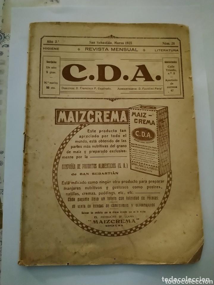 Coleccionismo de Revistas y Peri&oacute;dicos: Revista Mensual C.D.A. N&uacute;mero 20, A&ntilde;o 3. San Sebasti&aacute;n, Marzo 1925. Maizcrema