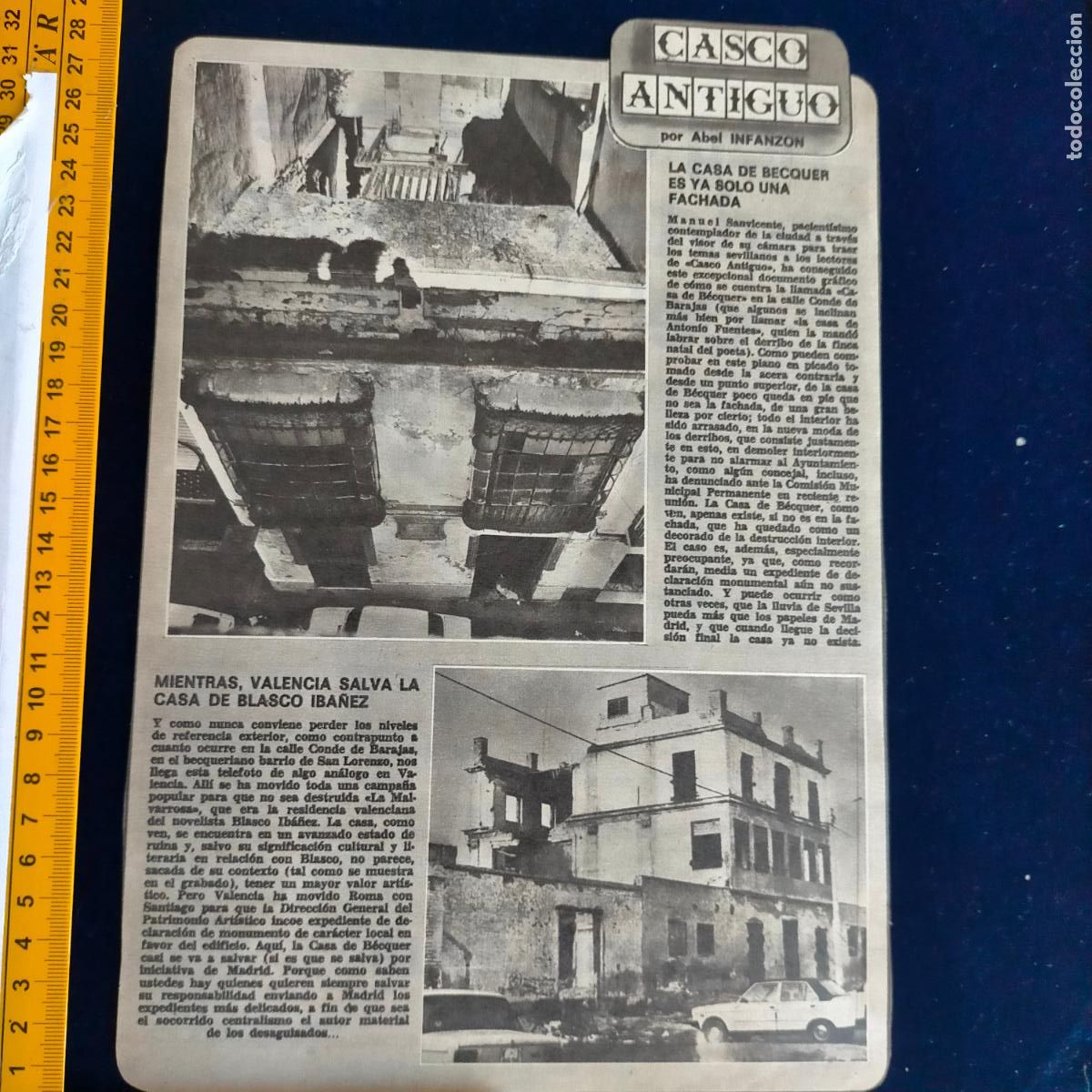 Coleccionismo de Revistas y Peri&oacute;dicos: NOTICIA SEVILLA CASCO ANTIGUO ANTONIO BURGOS - CASA BECQUER - CASA DE BLASCO IBA&Ntilde;EZ