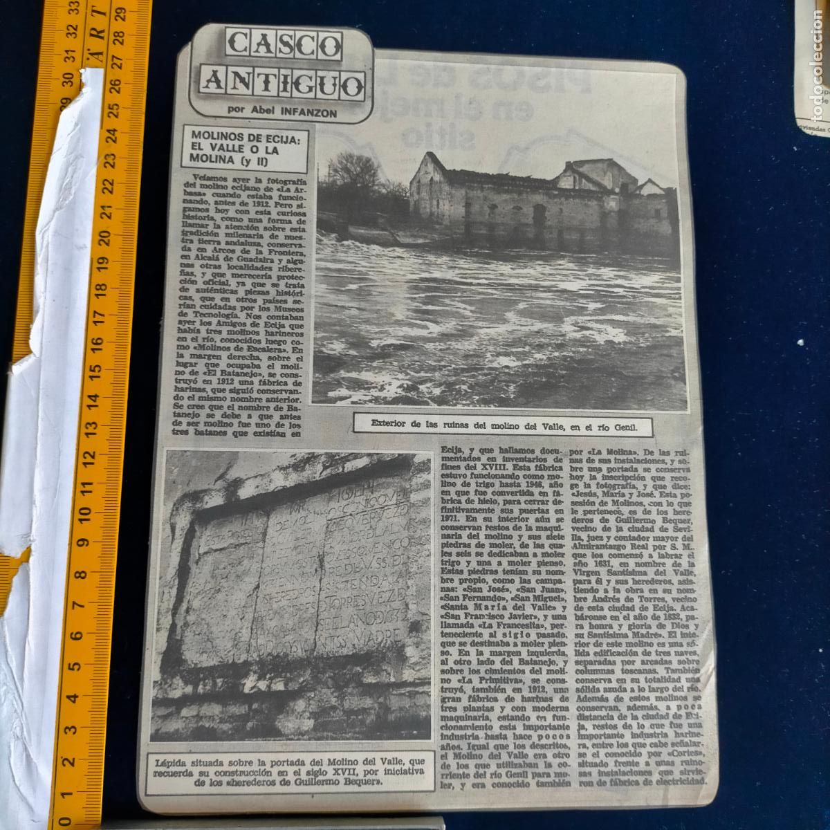Coleccionismo de revistas y peri&oacute;dicos: NOTICIA SEVILLA CASCO ANTIGUO ANTONIO BURGOS - MOLINOS DE ECIJA EL VALLE O LA MOLINA
