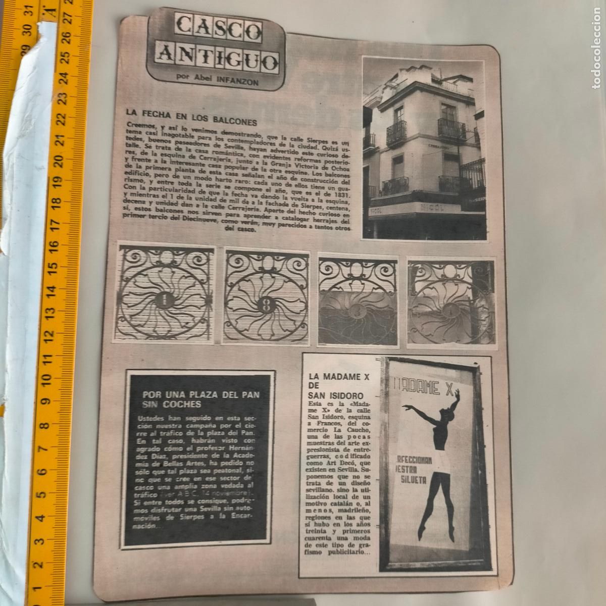 Coleccionismo de Revistas y Peri&oacute;dicos: NOTICIA SEVILLA CASCO ANTIGUO ANTONIO BURGOS - BALCONES - LA MADAME X DE SAN ISIDORO ART DECO