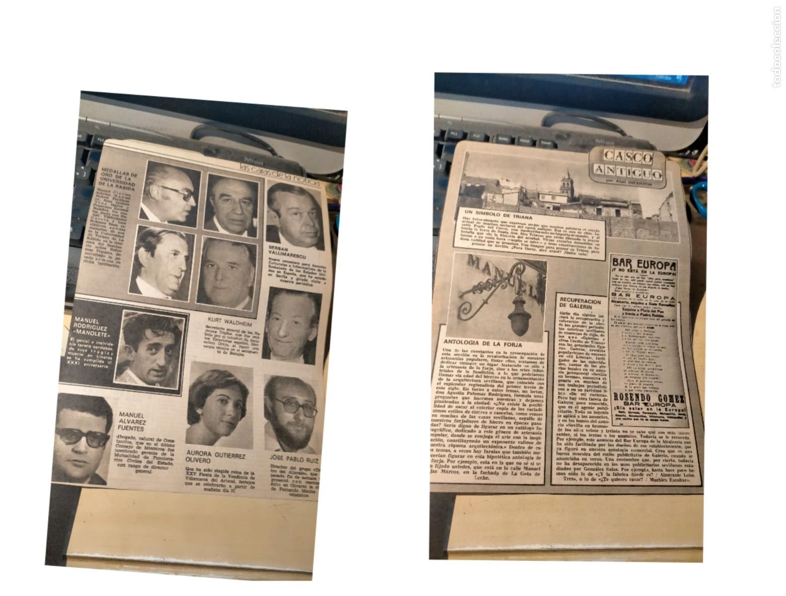 Coleccionismo de Revistas y Peri&oacute;dicos: NOTICIA SEVILLA CASCO ANTIGUO ANTONIO BURGOS - TRIANA - FORJA - BAR EUROPA - MANOLETE