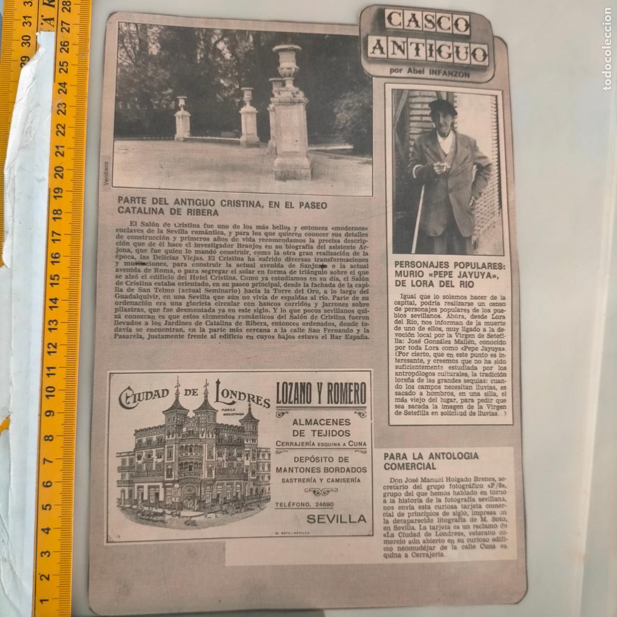 Collezionismo di Riviste e Giornali: NOTICIA SEVILLA CASCO ANTIGUO ANTONIO BURGOS - HOTEL CRISTINA - PEPE JAYUYA LORA DEL RIO - MANTONES