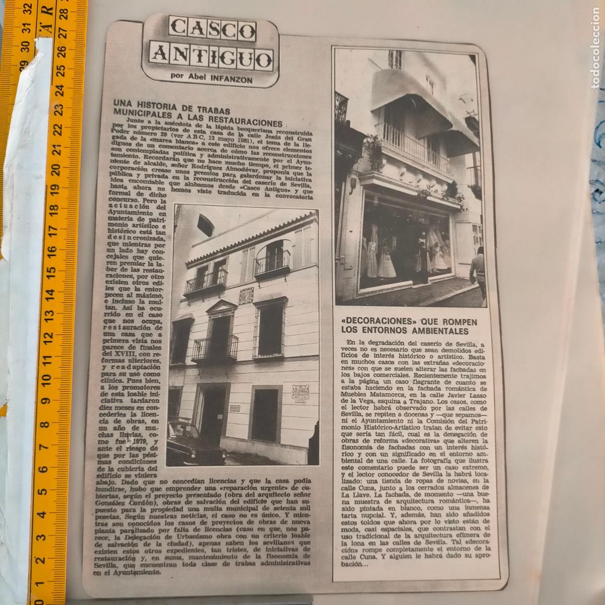 Coleccionismo de Revistas y Peri&oacute;dicos: NOTICIA SEVILLA CASCO ANTIGUO ANTONIO BURGOS - CASA CALLE JESUS DEL GRAN PODER - DECORACION CASERIO