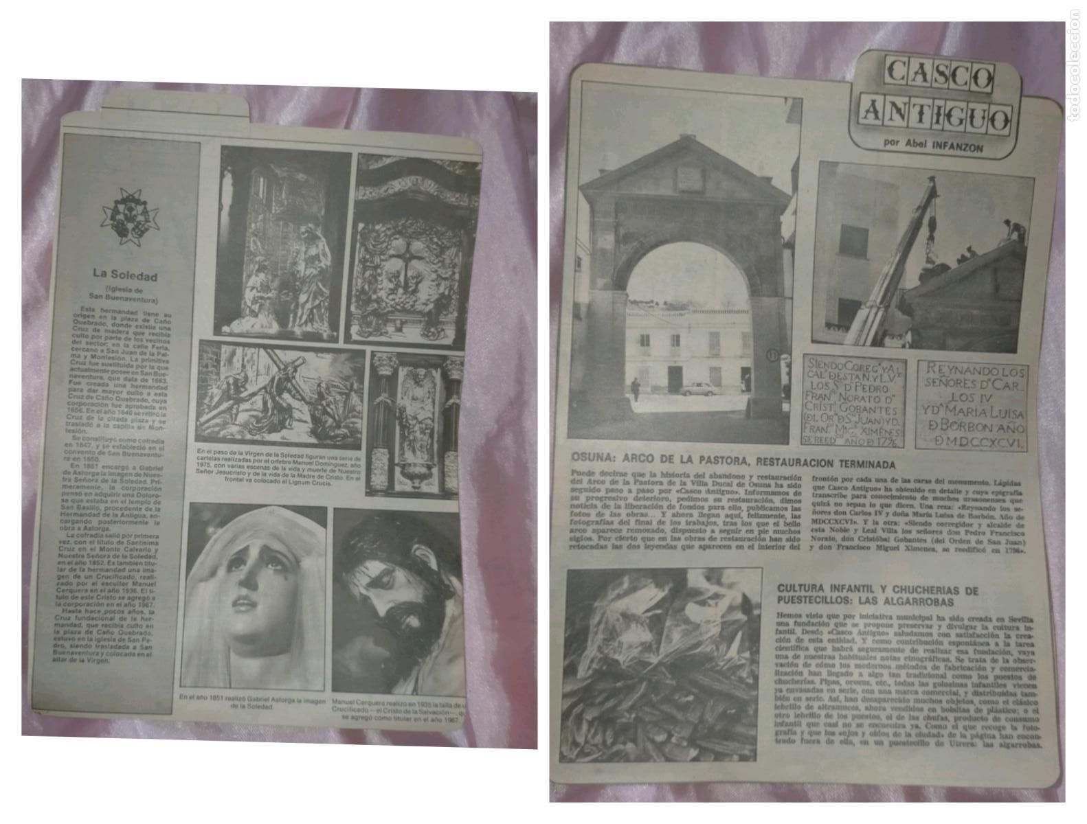 Collezionismo di Riviste e Giornali: NOTICIA SEVILLA CASCO ANTIGUO ANTONIO BURGOS - OSUNA ARCO DE LA PASTORA - COFRADIA VIRGEN SOLEDAD