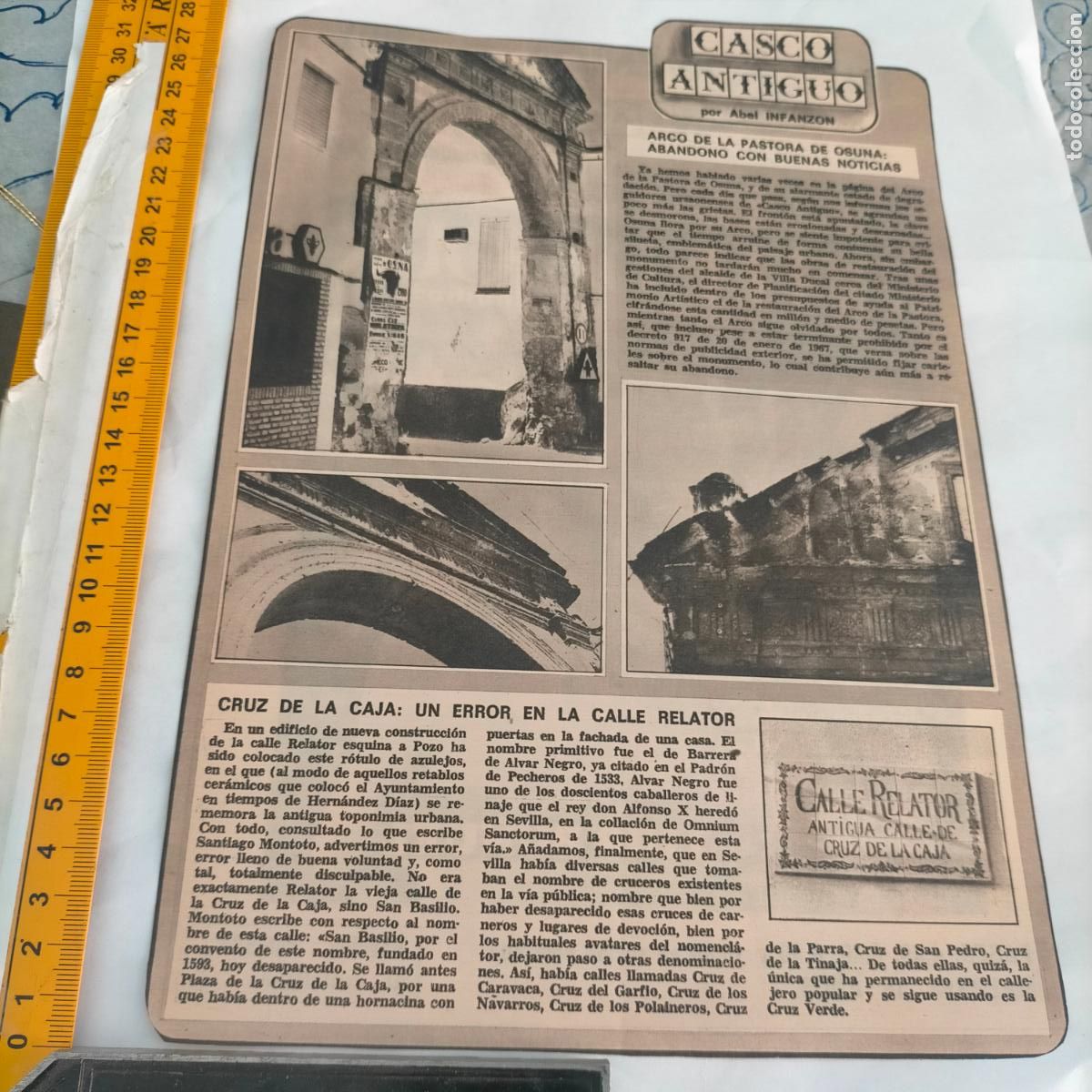 Collectionnisme de Revues et Journaux: NOTICIA SEVILLA CASCO ANTIGUO ANTONIO BURGOS - ARCO PASTORA DE OSUNA - CRUZ DE LA CAJA CALLE RELATOR