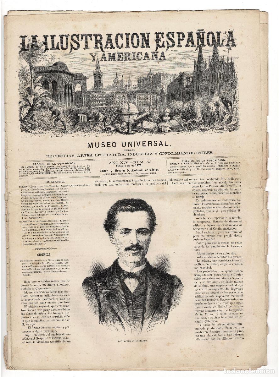 Coleccionismo de revistas y peri&oacute;dicos: LA ILUSTRACION ESPA&Ntilde;OLA Y AMERICANA. 25 DE FEBRERO 1870. MUSEO UNIVERSAL.