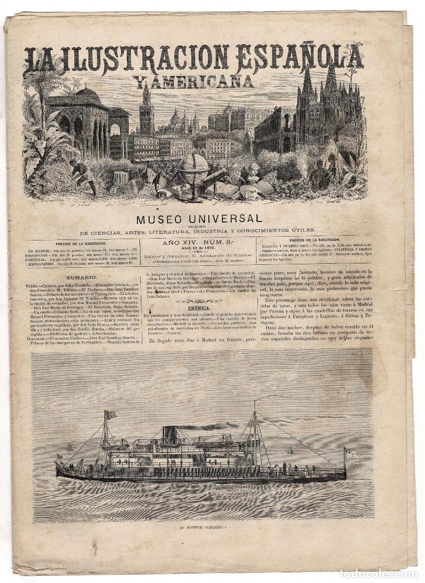 Coleccionismo de revistas y peri&oacute;dicos: LA ILUSTRACION ESPA&Ntilde;OLA Y AMERICANA. 10 DE ABRIL 1870. MUSEO UNIVERSAL.