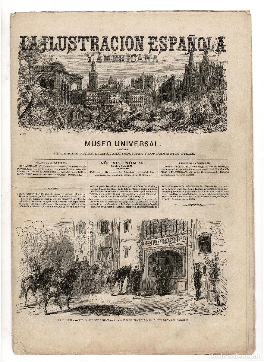Coleccionismo de revistas y peri&oacute;dicos: LA ILUSTRACION ESPA&Ntilde;OLA Y AMERICANA. 5 DE OCTUBRE 1870. MUSEO UNIVERSAL.