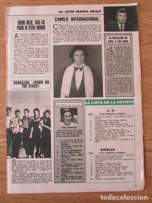 Coleccionismo de Revistas y Peri&oacute;dicos: RECORTE REVISTA DEL MUNDO 17 1985 CAMILO SESTO, SHAKATAH