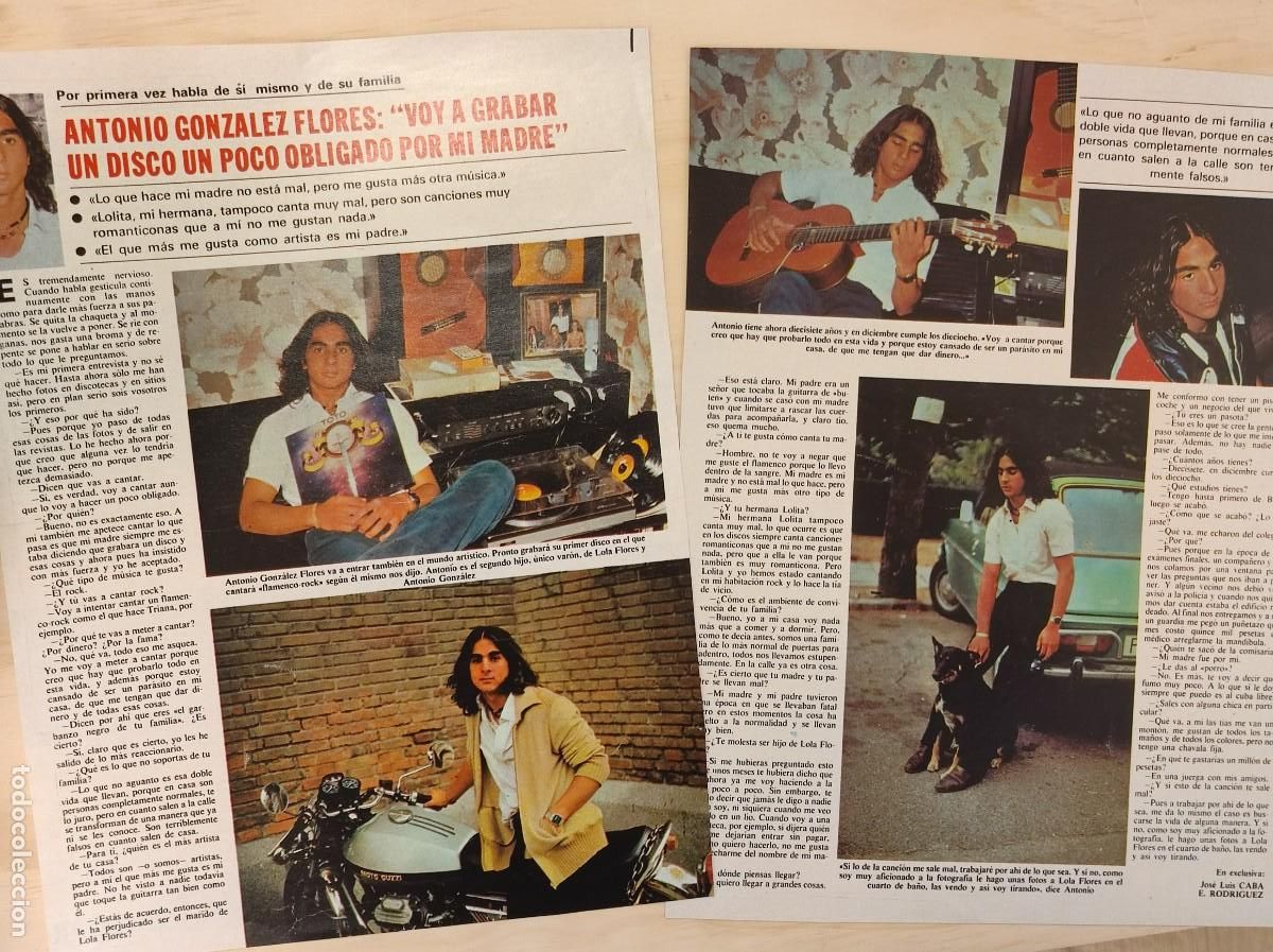 Coleccionismo de Revistas y Peri&oacute;dicos: ENTREVISTA REVISTA ORIGINAL VINTAGE. ANTONIO GONZALEZ FLORES, HIJO DE LOLA FLORES