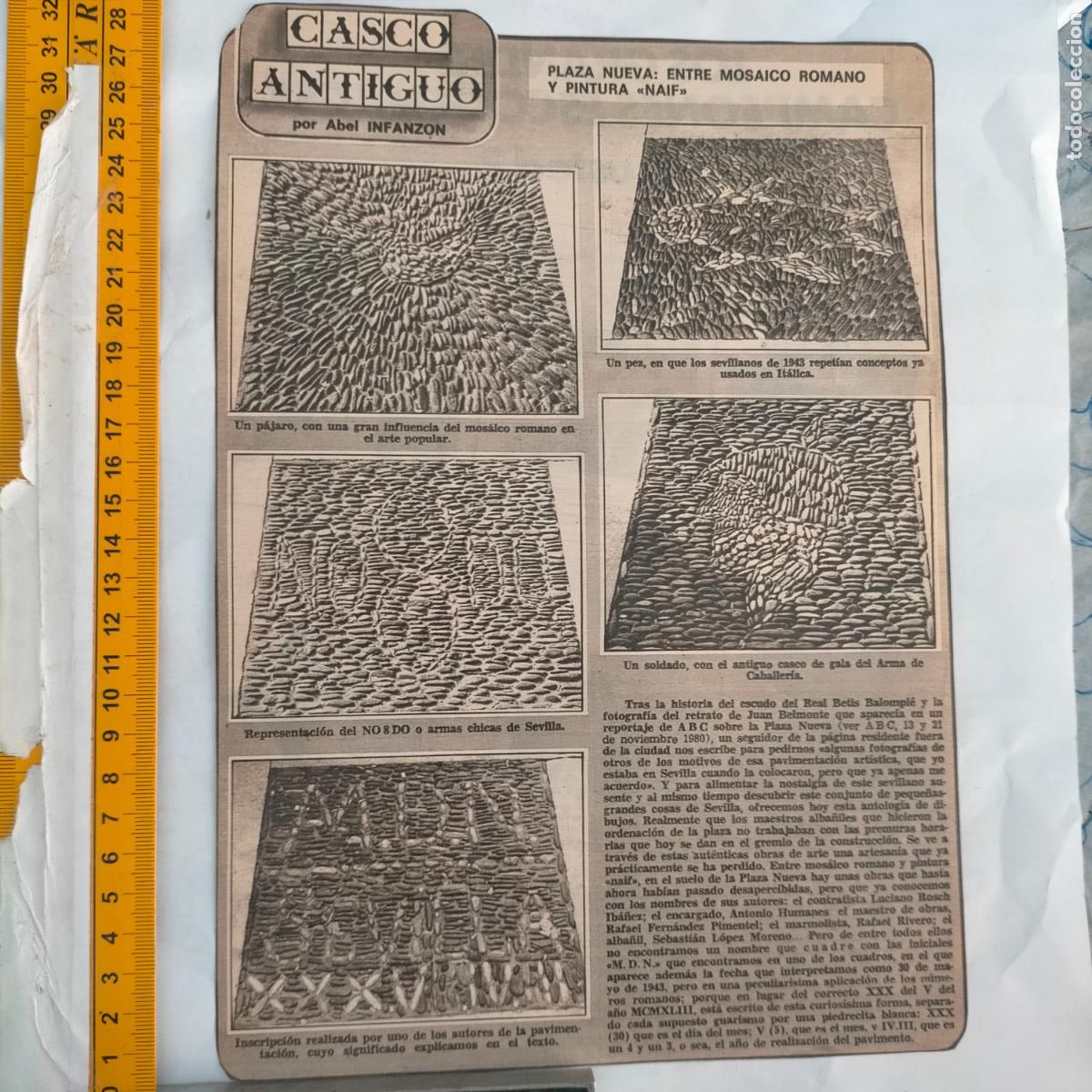 Coleccionismo de Revistas y Peri&oacute;dicos: NOTICIA SEVILLA CASCO ANTIGUO ANTONIO BURGOS - PLAZA NUEVA MOSAICO ROMANO Y PINTURA NAIF