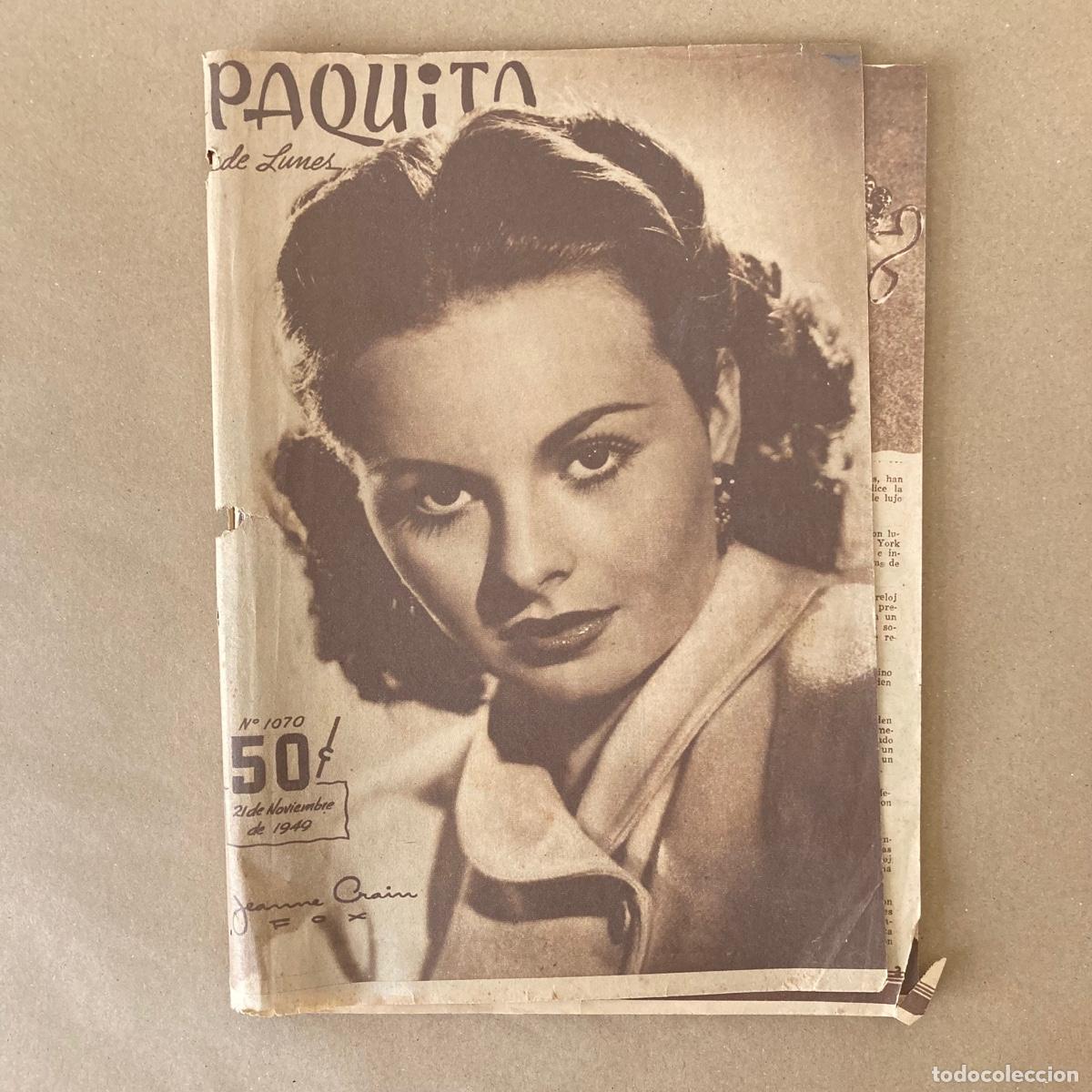 Collezionismo di Riviste e Giornali: REVISTA PAQUITA DE LUNES - JEANNE CRAIN FOX - NOVIEMBRE 1949 - N&ordm; 1070