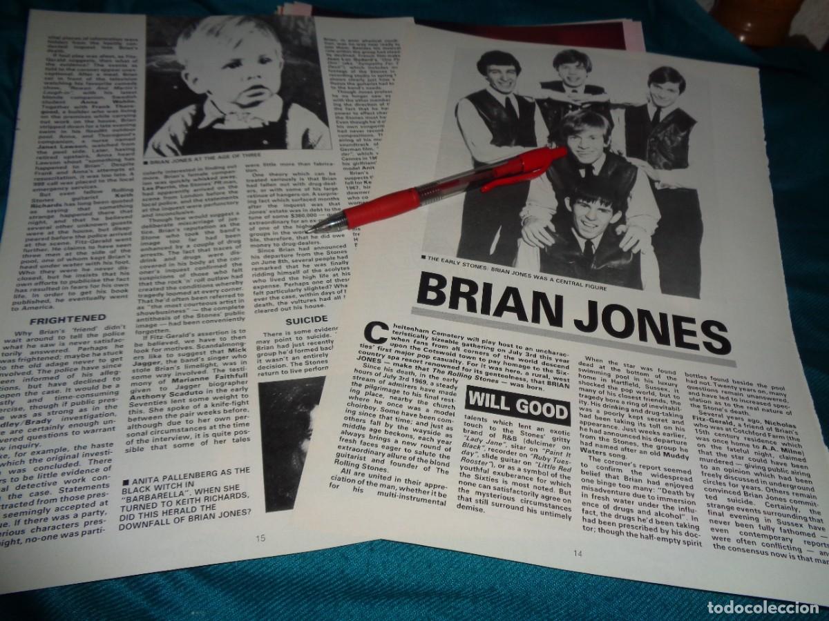 Coleccionismo de Revistas y Peri&oacute;dicos: RECORTE : LOS PRIMEROS ROLLING STONES : BRIAN JONES. IDOLS, APRIL 1989 ( EN INGLES)