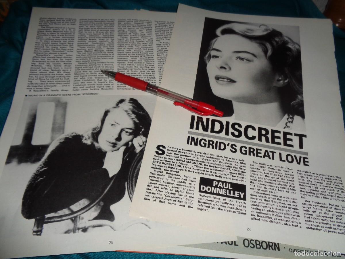 Sammeln von Zeitschriften und Zeitungen: RECORTE : INGRID BERGMAN. IDOLS, APRIL 1989 ( EN INGLES)