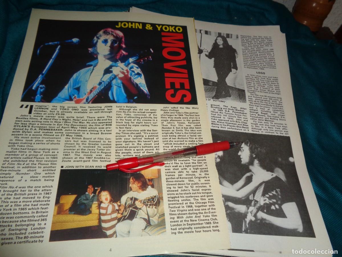 Coleccionismo de Revistas y Peri&oacute;dicos: RECORTE : JOHN LENNON & YOKO ONO , MOVIES. IDOLS, JUNE 1989. ( EN INGLES)