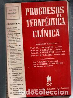 Sammeln von Zeitschriften und Zeitungen: Progresos de terap&eacute;utica cl&iacute;nica. Volumen VIII. Fasc&iacute;culo 1. 1954