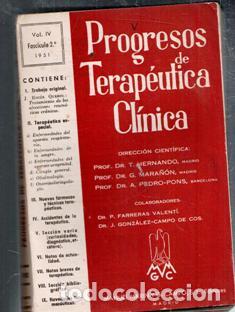 Sammeln von Zeitschriften und Zeitungen: Progresos de terap&eacute;utica cl&iacute;nica. Volumen IV. Fasc&iacute;culo 2. 1951